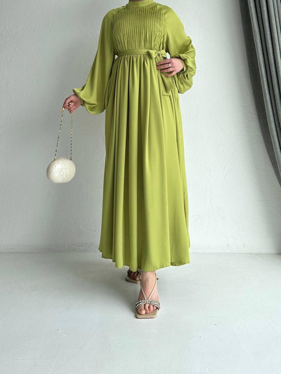Yağ Yeşili Nergis Elbise