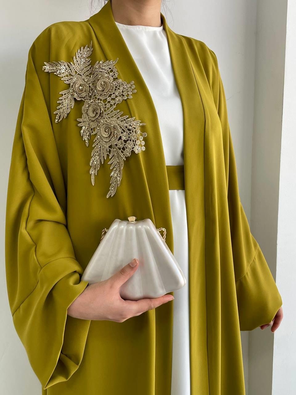 Yağ Yeşili Nida Abaya Takım 