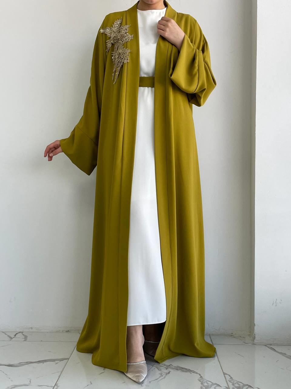 Yağ Yeşili Nida Abaya Takım 