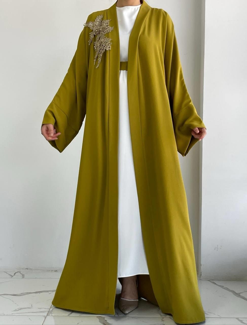 Yağ Yeşili Nida Abaya Takım 