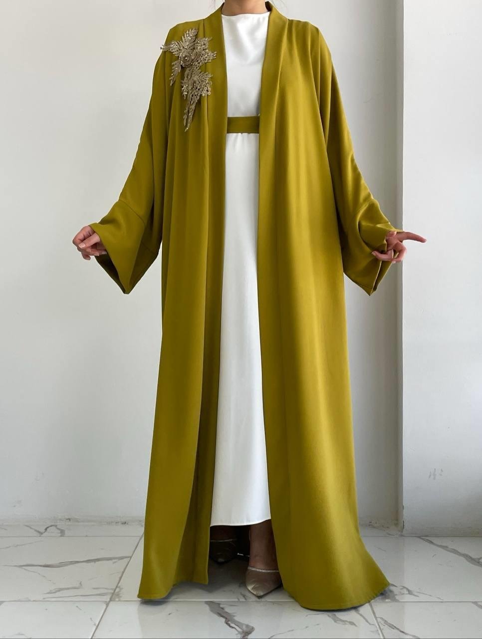 Yağ Yeşili Nida Abaya Takım 