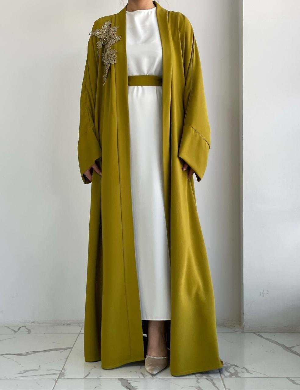 Yağ Yeşili Nida Abaya Takım 