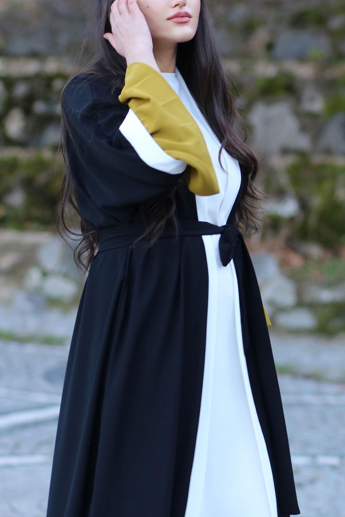 Yağ Yeşili Sahra Abaya Takım