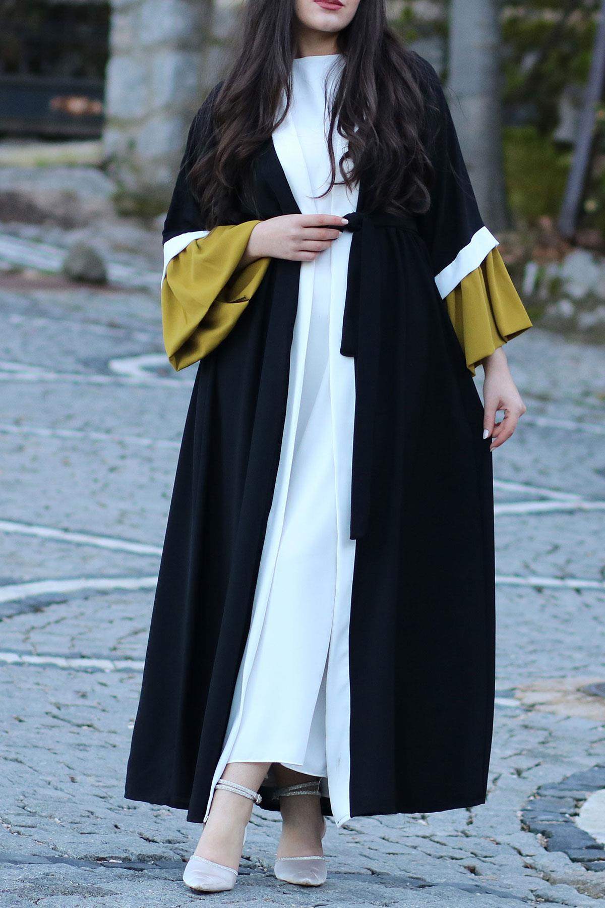 Yağ Yeşili Sahra Abaya Takım