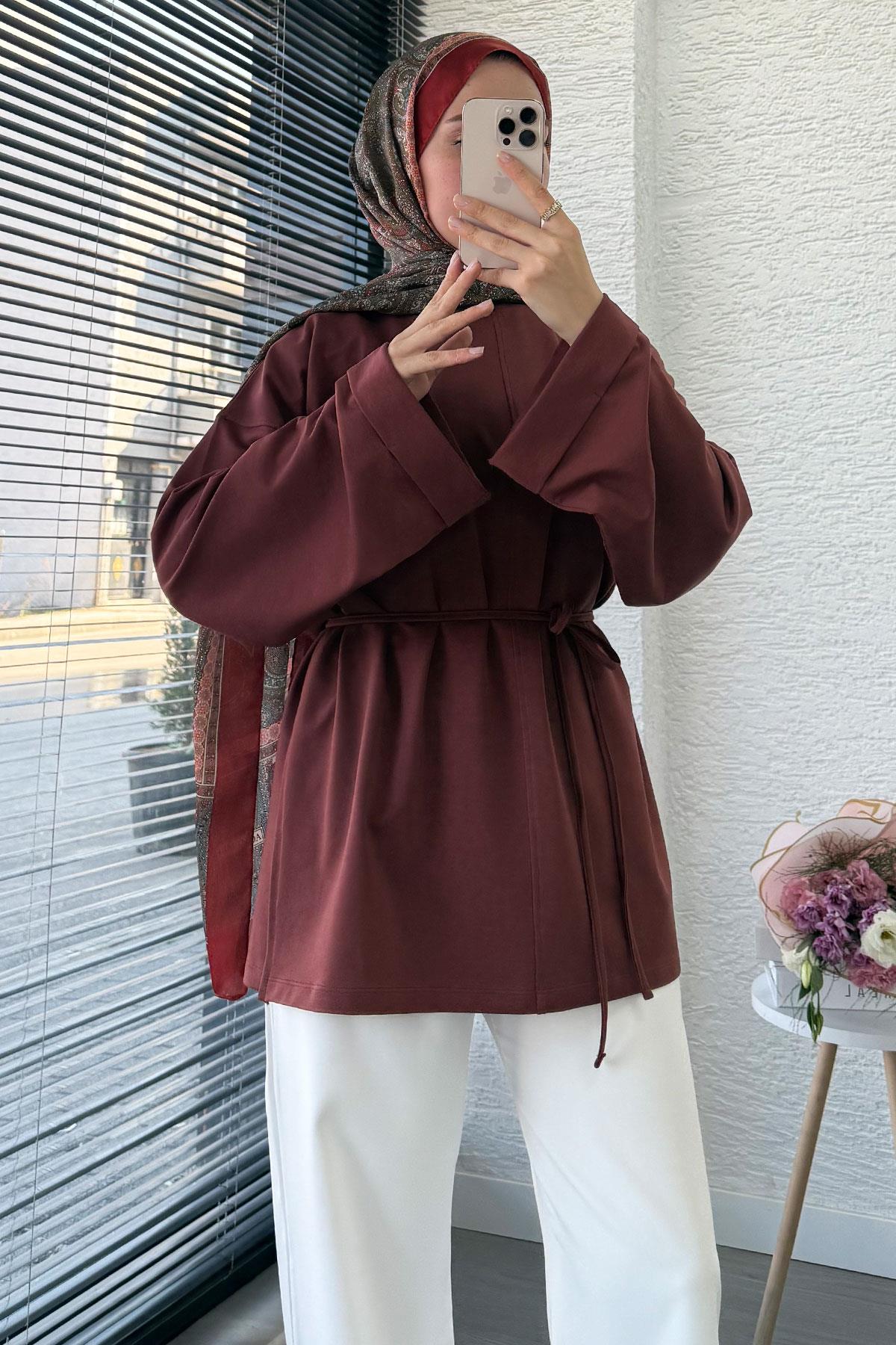 Yanları Yırtmaç Detaylı Basic Tunik - Kiremit
