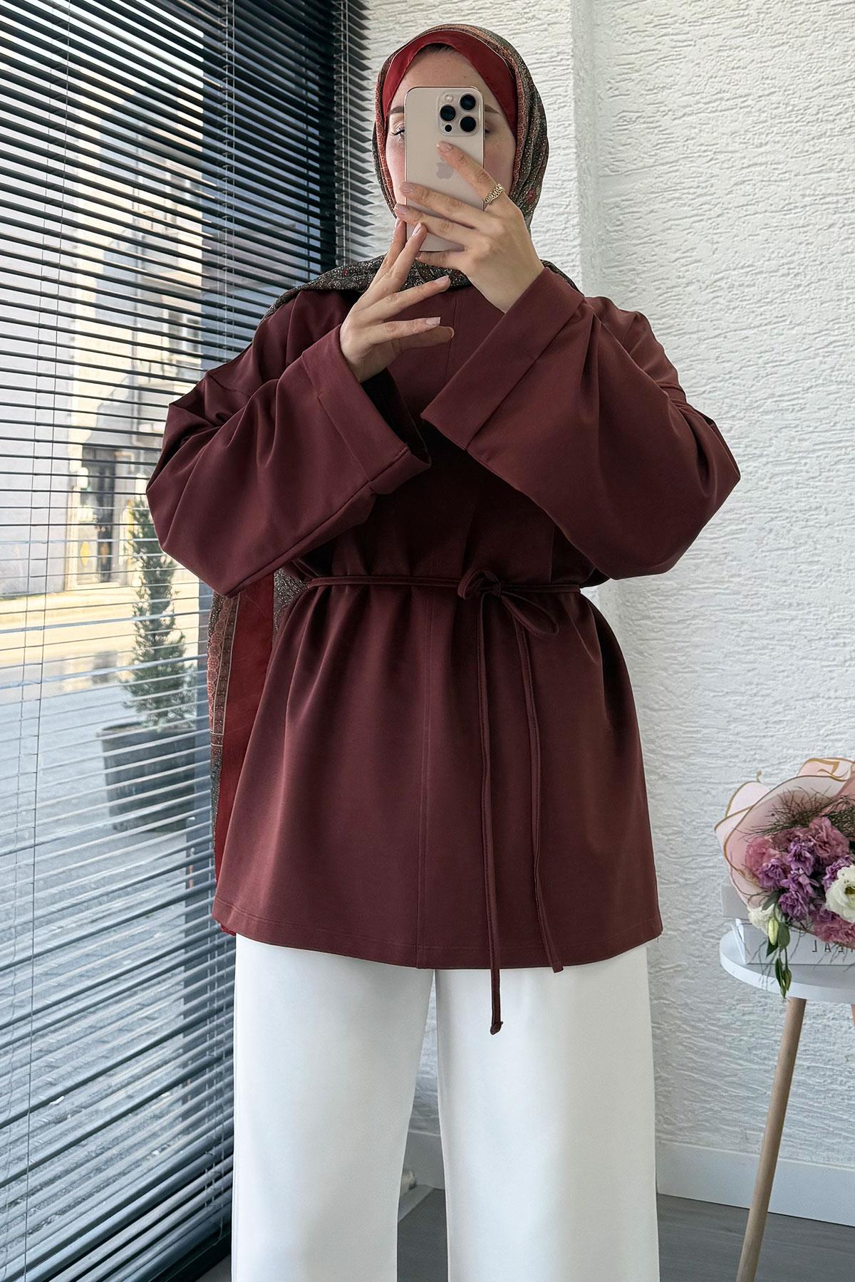 Yanları Yırtmaç Detaylı Basic Tunik - Kiremit
