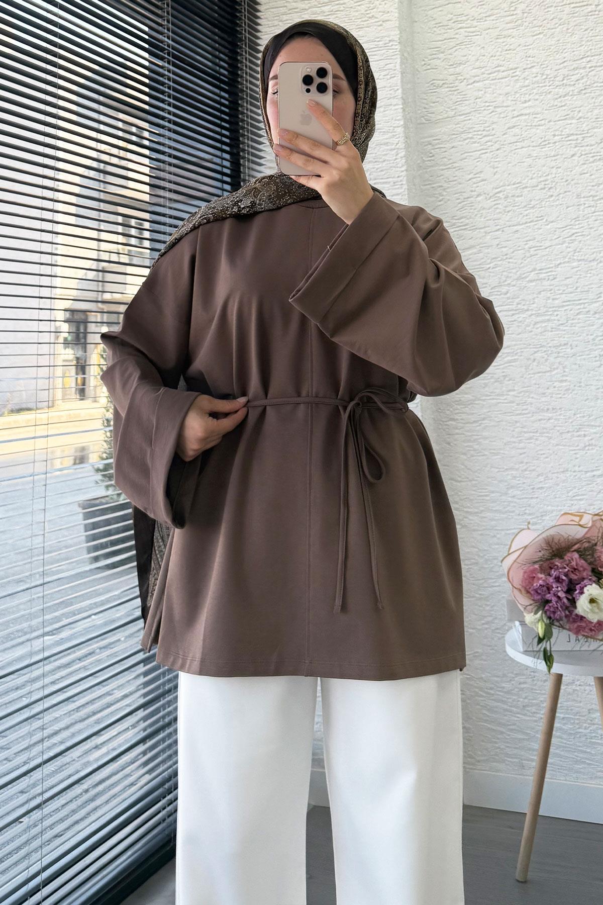 Yanları Yırtmaç Detaylı Basic Tunik - Toprak
