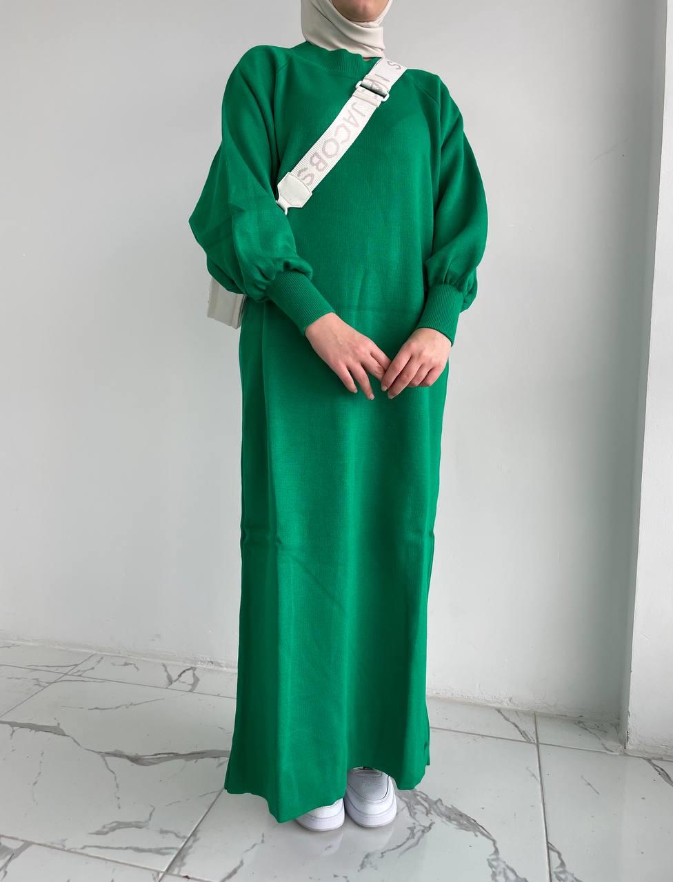Yeşil Çelik Örme Elbise