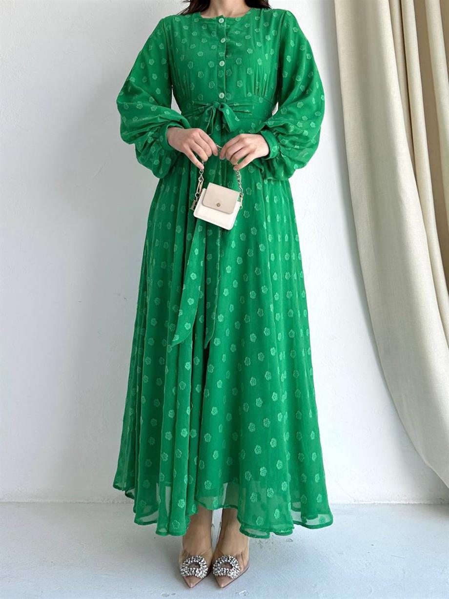 Yeşil Puantiyeli Elbise