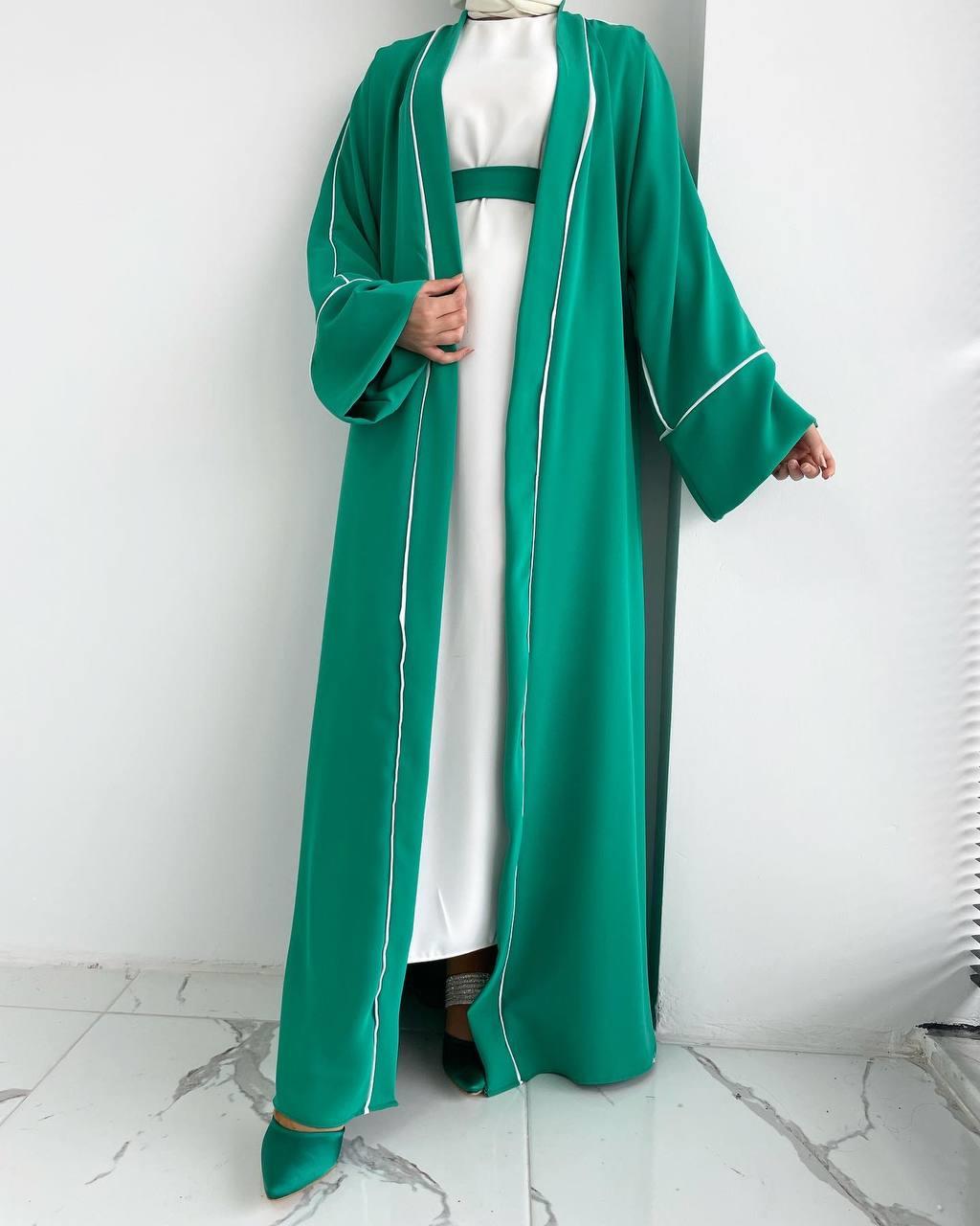 Yeşil Yanları Biyeli Abaya