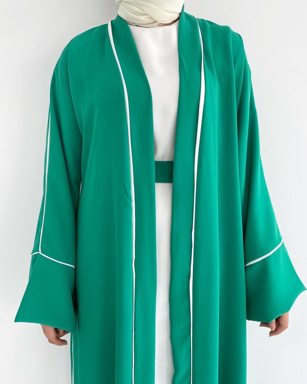 Yeşil Yanları Biyeli Abaya