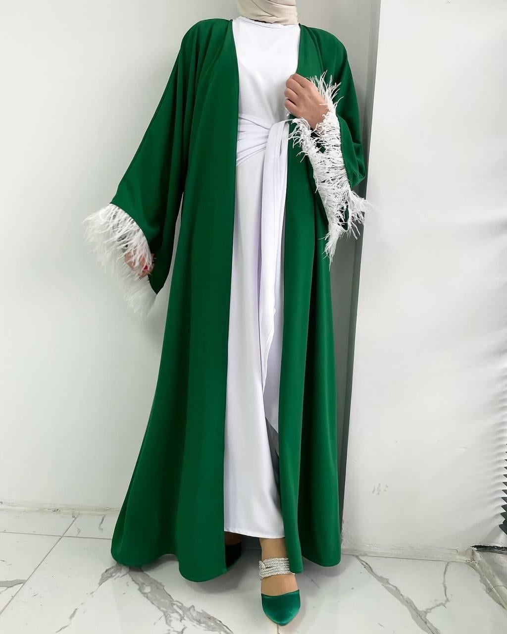 Yeşil Zehra Abaya Takım