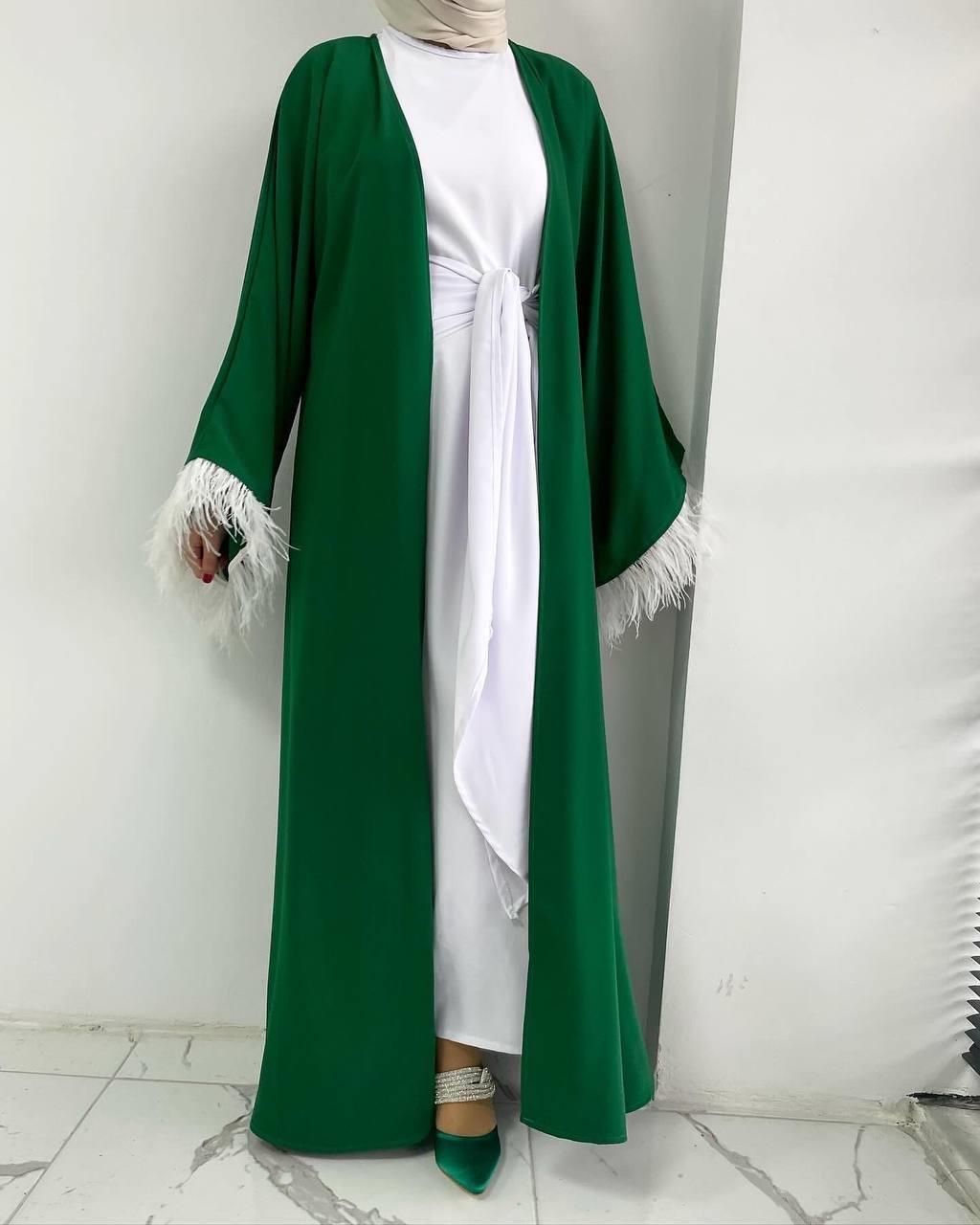 Yeşil Zehra Abaya Takım