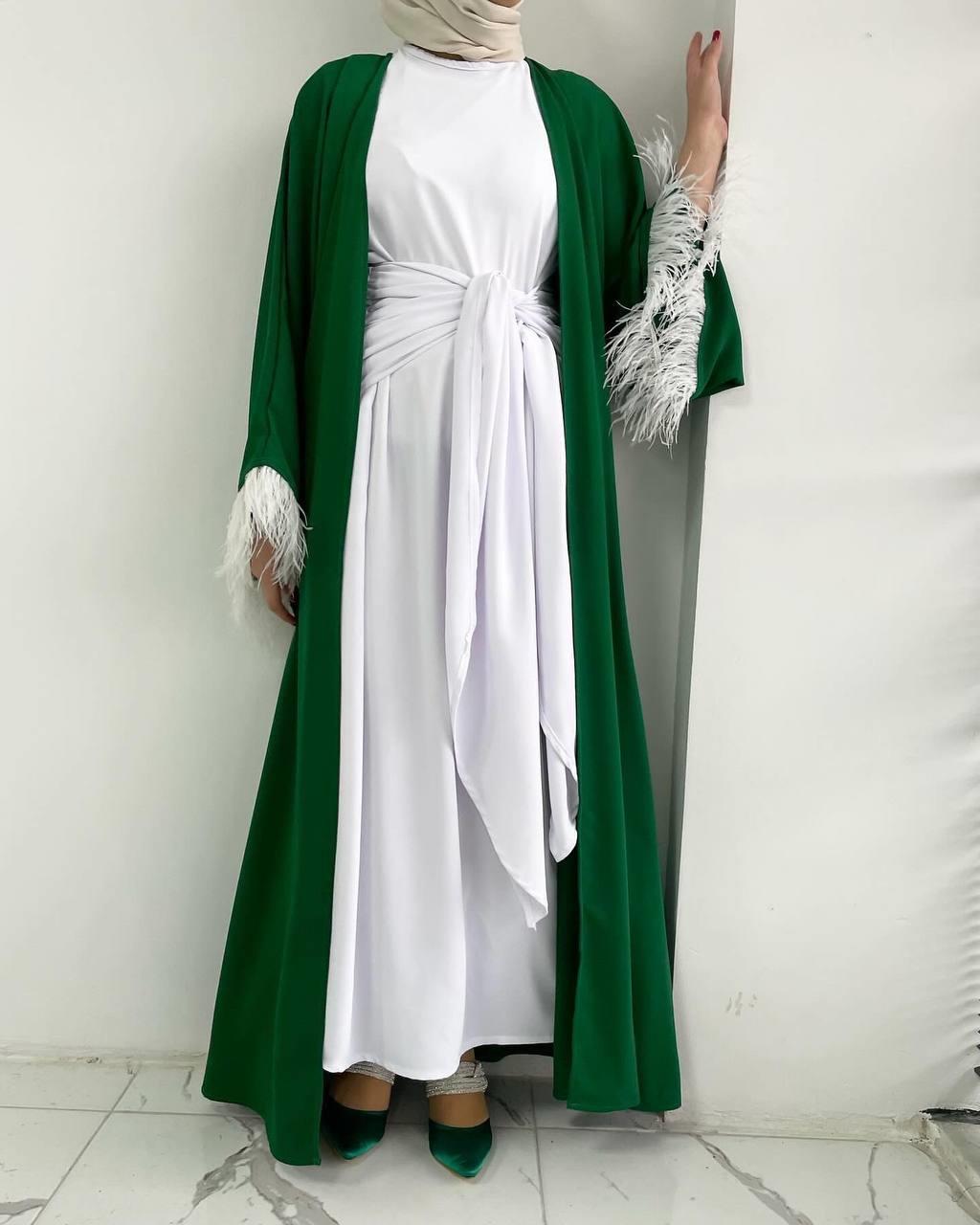 Yeşil Zehra Abaya Takım