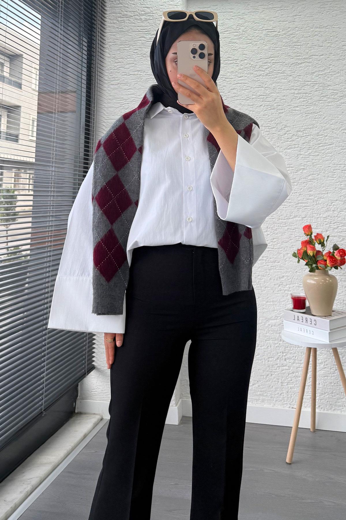 Yüksek Bel İspanyol Paça Kadın Pantolon – Siyah