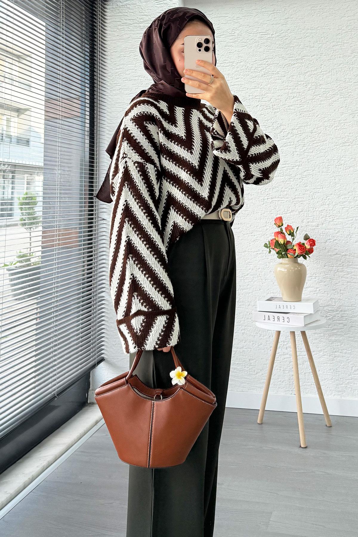 Yüksek Bel Pile Detaylı Dökümlü Palazzo Pantolon - Haki