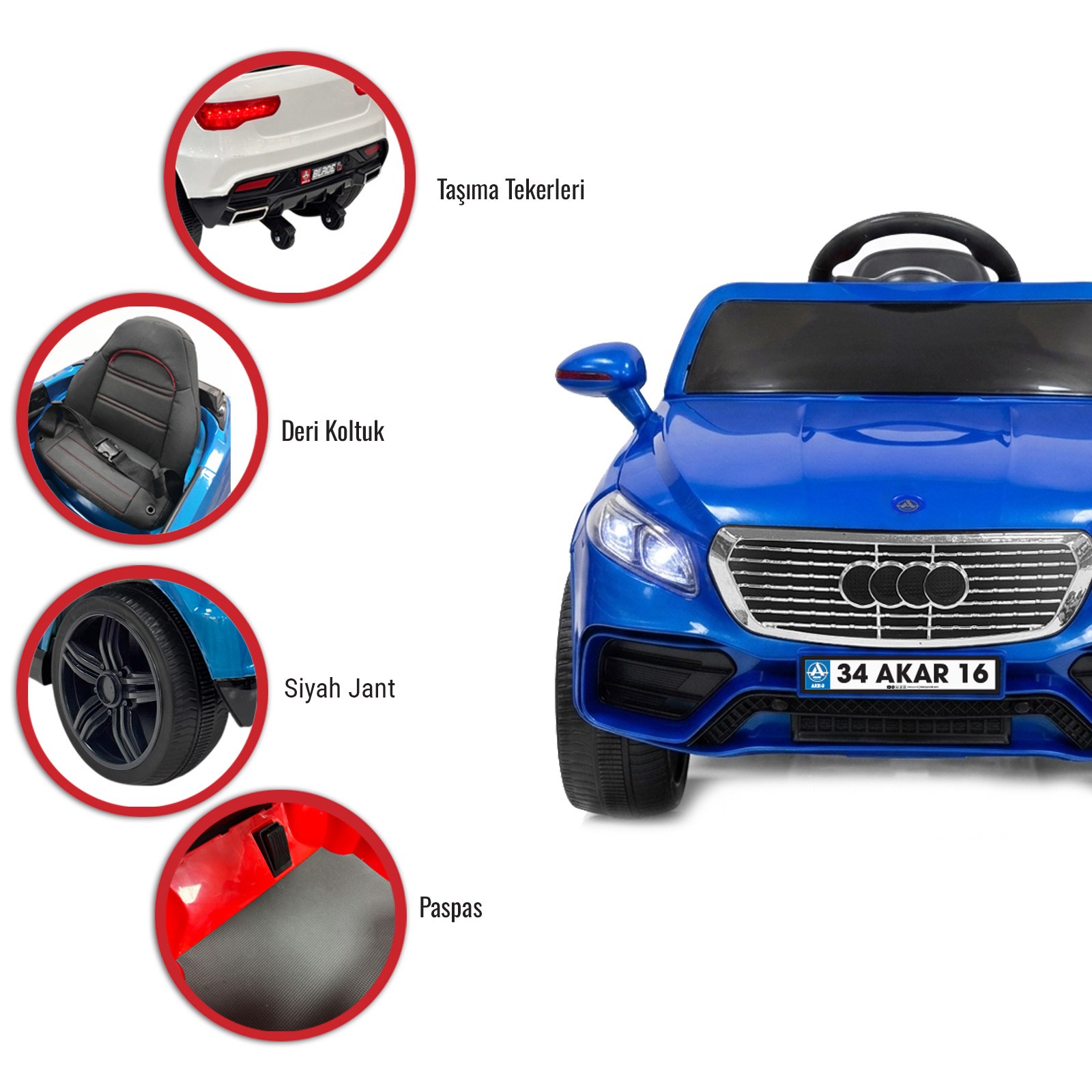 Akar Adonis Kumandalı Akülü Araba 4x2 12 Volt Mavi
