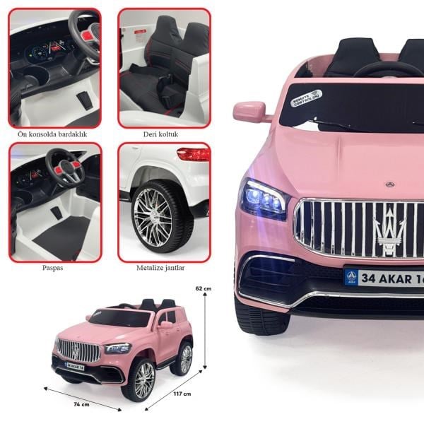 Akar Majeste Uzaktan Kumandalı Akülü Araba 12 Volt Pembe