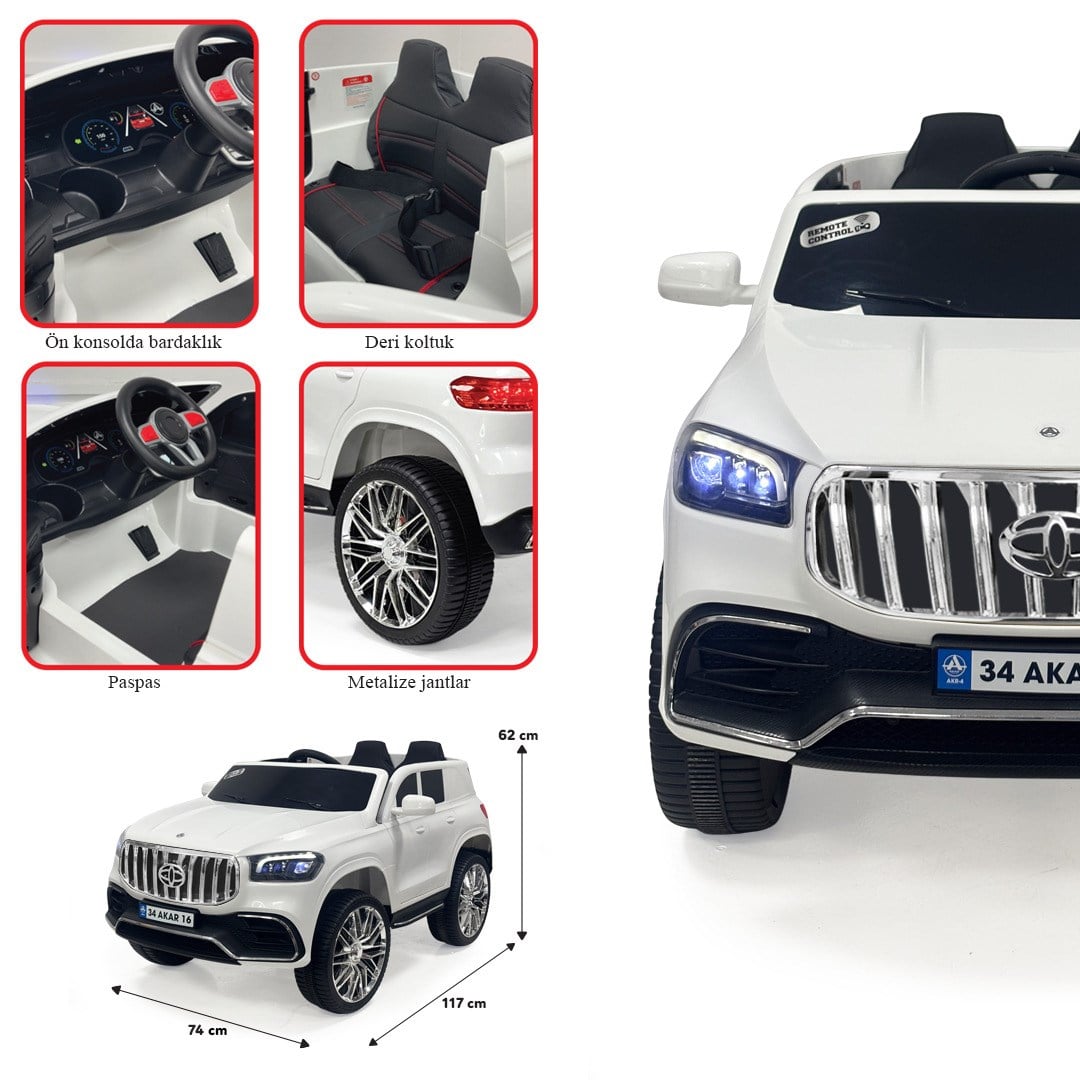 Akar Tornado 12 Volt Kumandalı Akülü Araba Beyaz