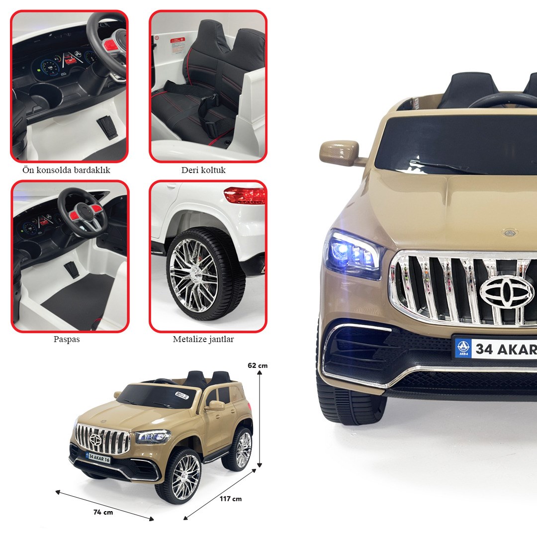 Akar Tornado 12 Volt Kumandalı Akülü Araba Bej