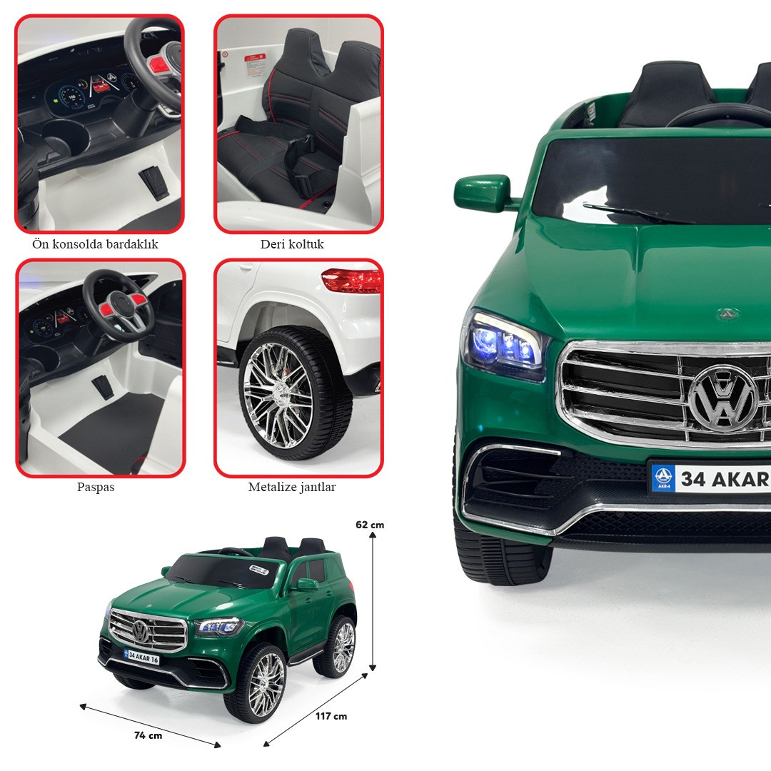 Akar Wınner Komandalı 12 Volt Akülü Araba Zümrüt Yeşili