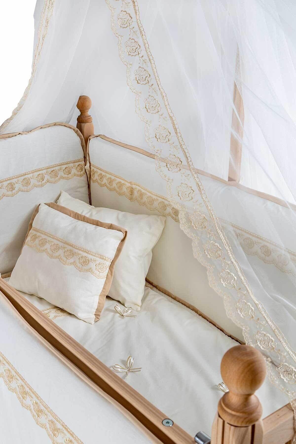 Baby Tech Klasik Anne Yanı Kademeli Naturel Beşik Tekerlekli 60x120 Kahve