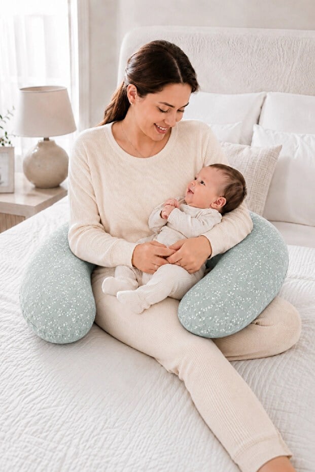 Babyjem 198 Sırt Destekli Hamile Ve Emzirme Yast Yeşil Çiçek