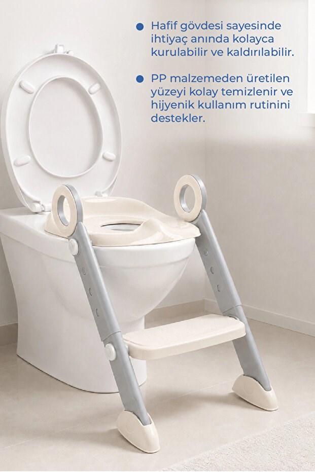 Babyjem 861 Basamaklı & Katlanır Klozet Adaptörü Kum Beji