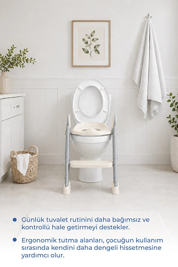 Babyjem 861 Basamaklı & Katlanır Klozet Adaptörü Kum Beji