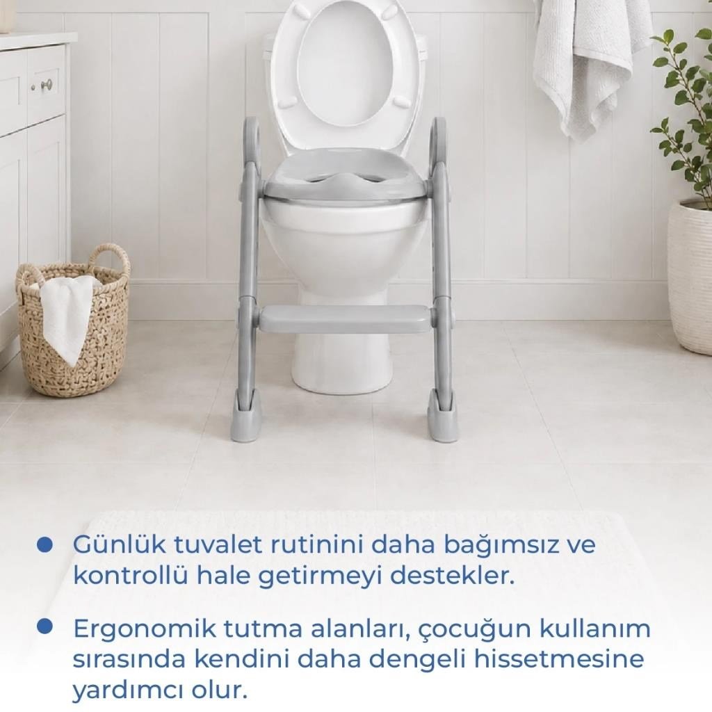 Babyjem 861 Basamaklı & Katlanır Klozet Adaptörü Soft Gri