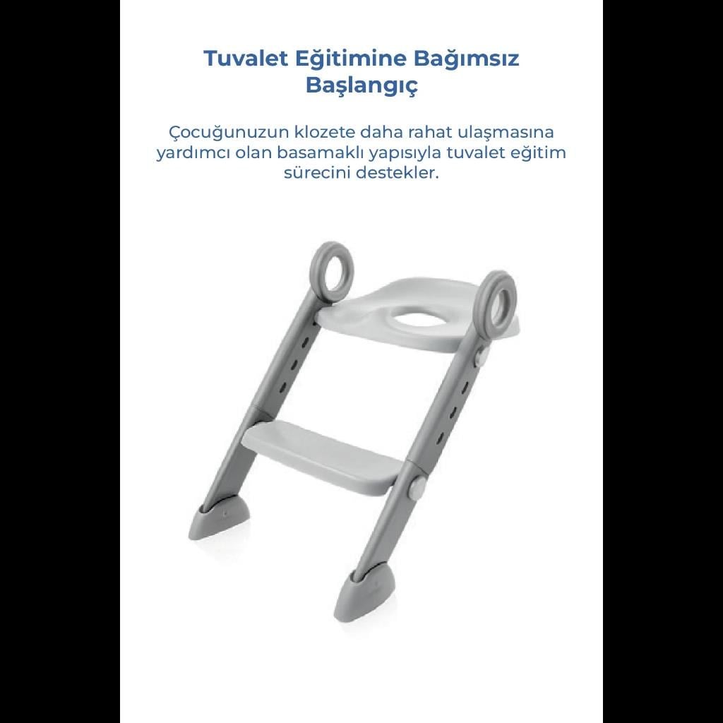 Babyjem 861 Basamaklı & Katlanır Klozet Adaptörü Soft Gri