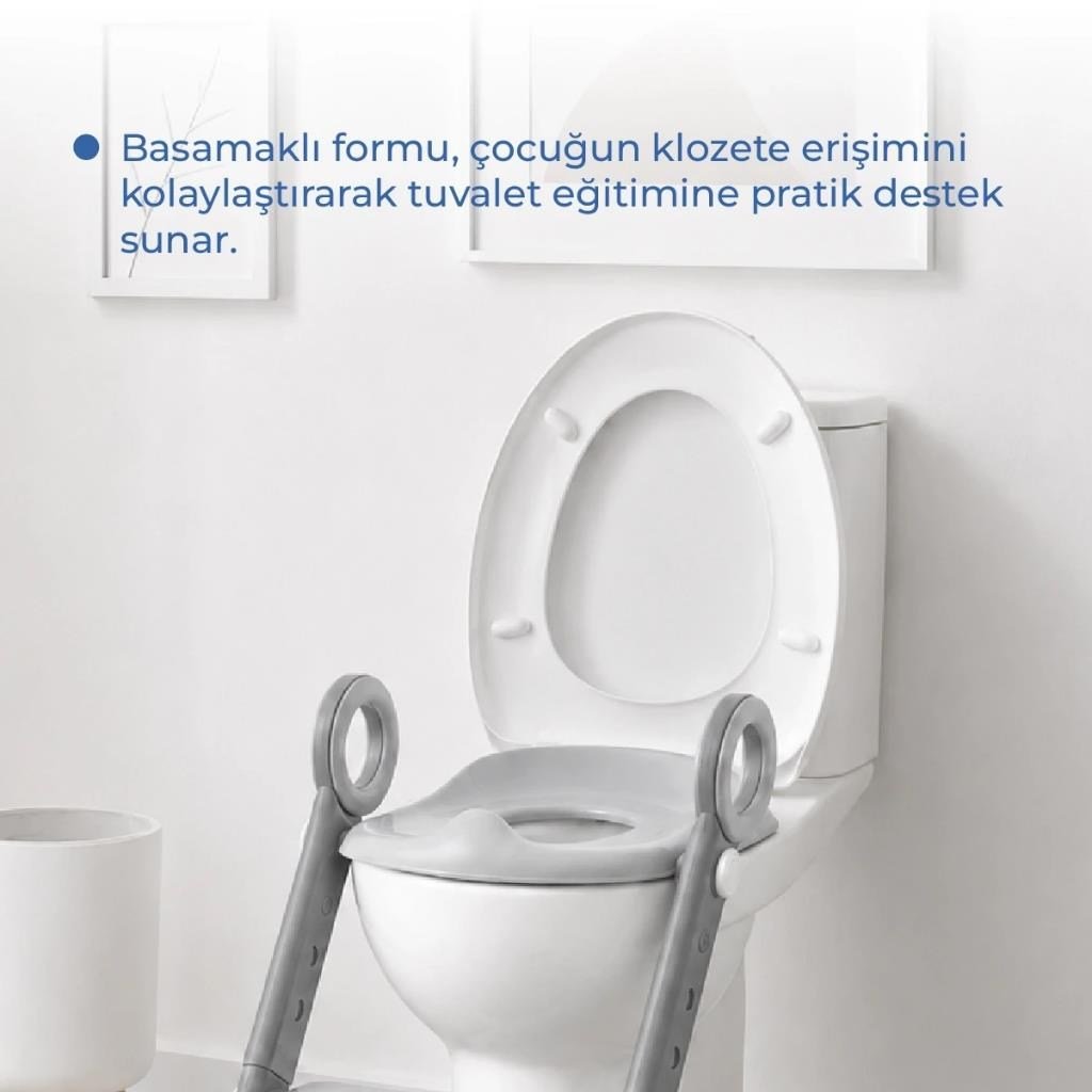 Babyjem 861 Basamaklı & Katlanır Klozet Adaptörü Soft Gri