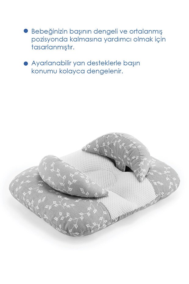 Babyjem 937 Ayarlanabilir Düz Kafa Yastığı Gri Çiçek