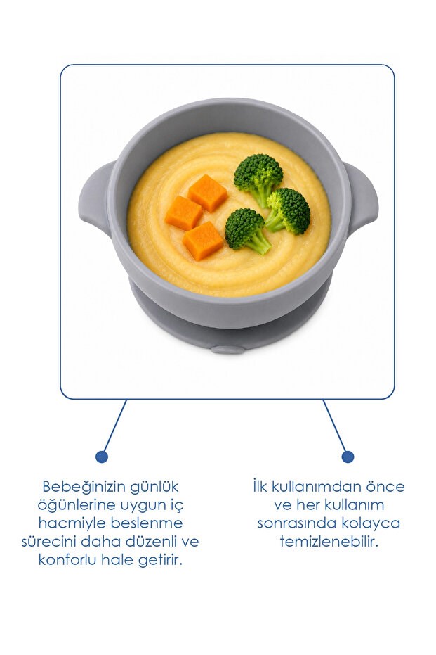 Babyjem 942 Silikon Vakumlu Kase Gri