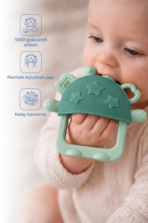 Babyjem 943 Parmak Korumalı Düşmeyen Diş Kaşıyıcı Yeşil