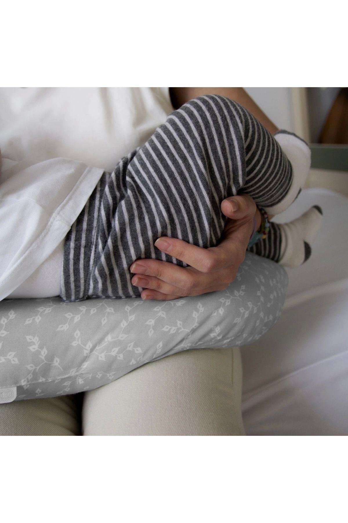 Babyjem Baş Destekli Emzirme Minderi Gri Çiçek 737