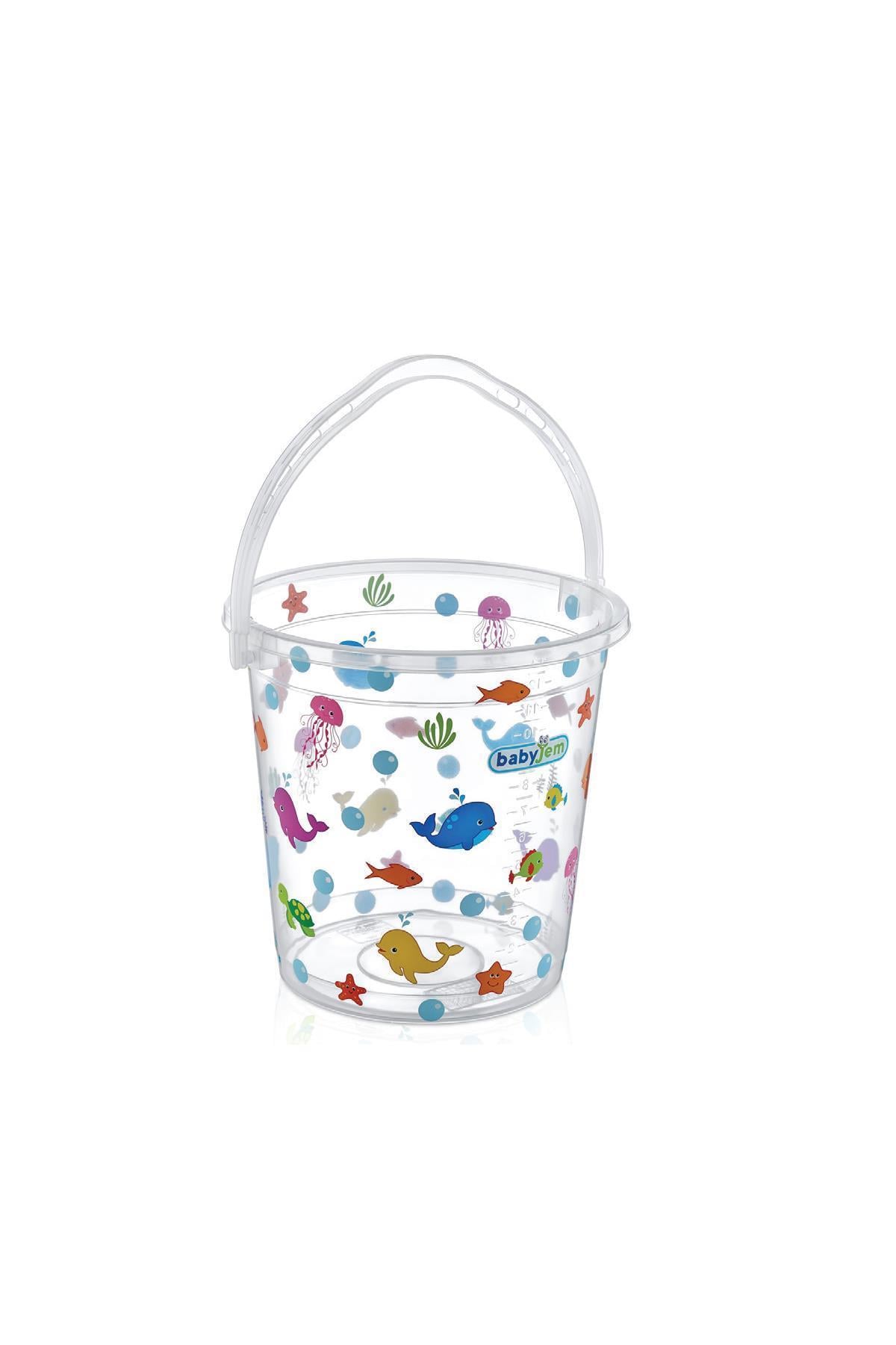 Babyjem Bebek Banyo Kovası Şeffaf Beyaz Desenli 399