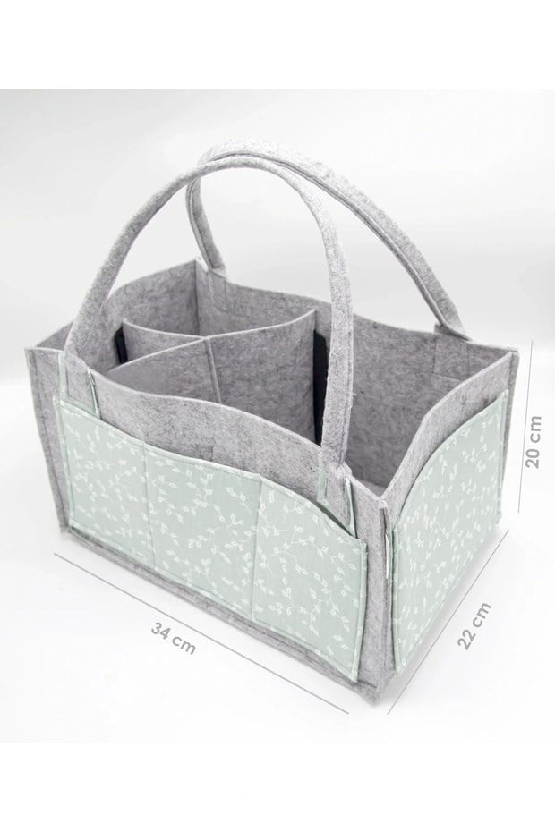 Babyjem Keçe Anne Bebek Bakım Çantası Yeşil Çiçek 772
