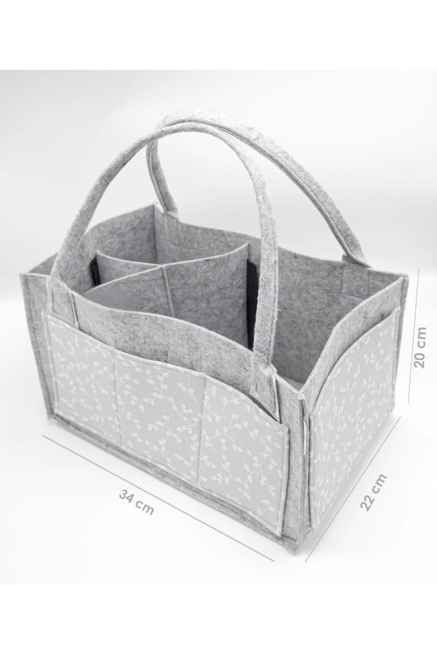 Babyjem Keçe Anne Bebek Bakım Çantası Gri Çiçek 772