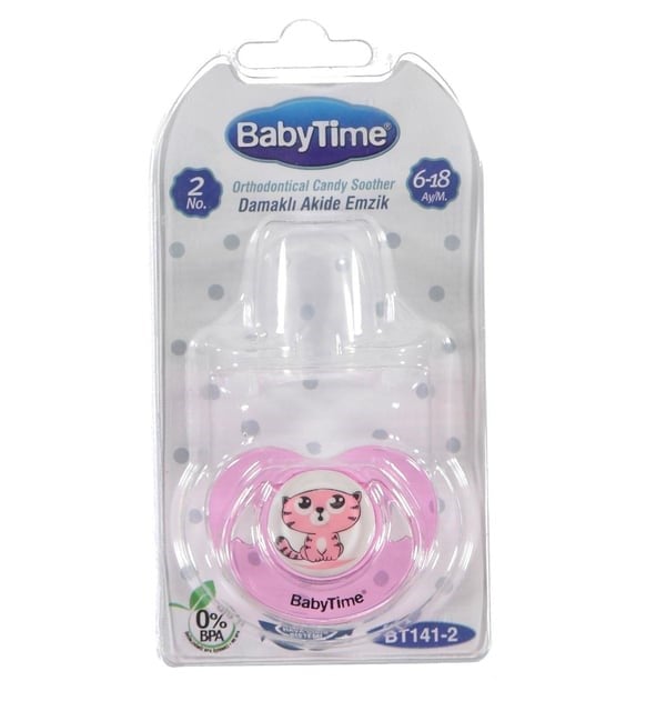 Babytime Bt141-2 Damaklı Şeffaf Gövde Desenli Emzik No:2 Karma Renk