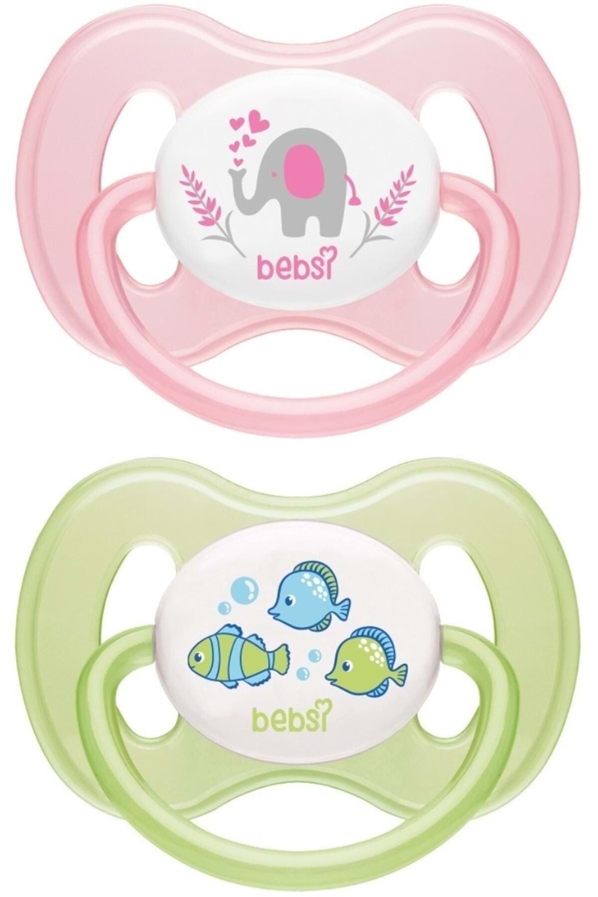 Bebsi Emzik Ortodontik Damaklı Kelebek No:1 Pembe-yeşil (2 Li Pk