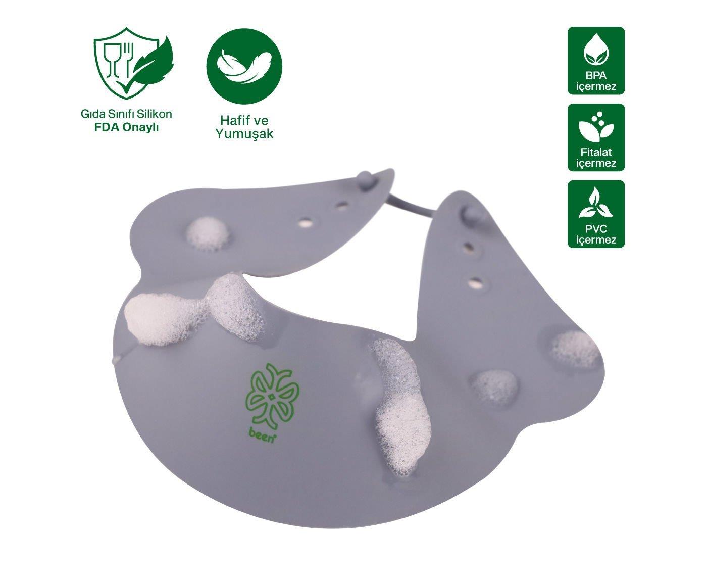 Been Sılıcone Baby Shower Cap Bath Vısor/silikon Banyo Siperliği Gri