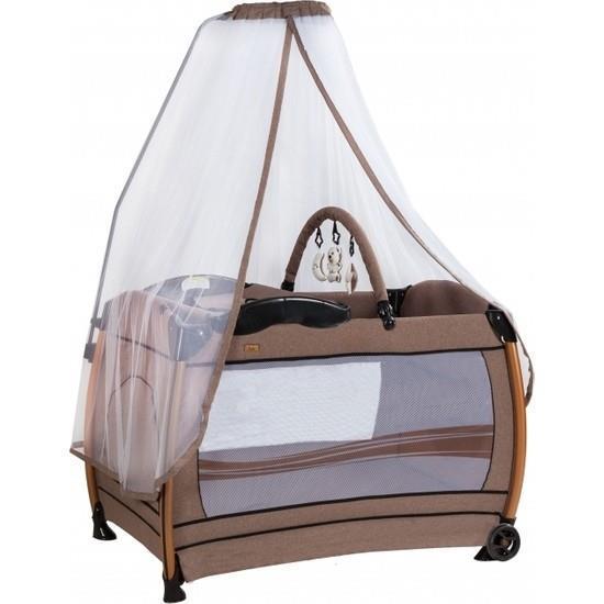Ciciko C-1000 Velar Tüllü Bebek Oyun Parkı Park Yatak Beşik 70x110 cm- Kahve
