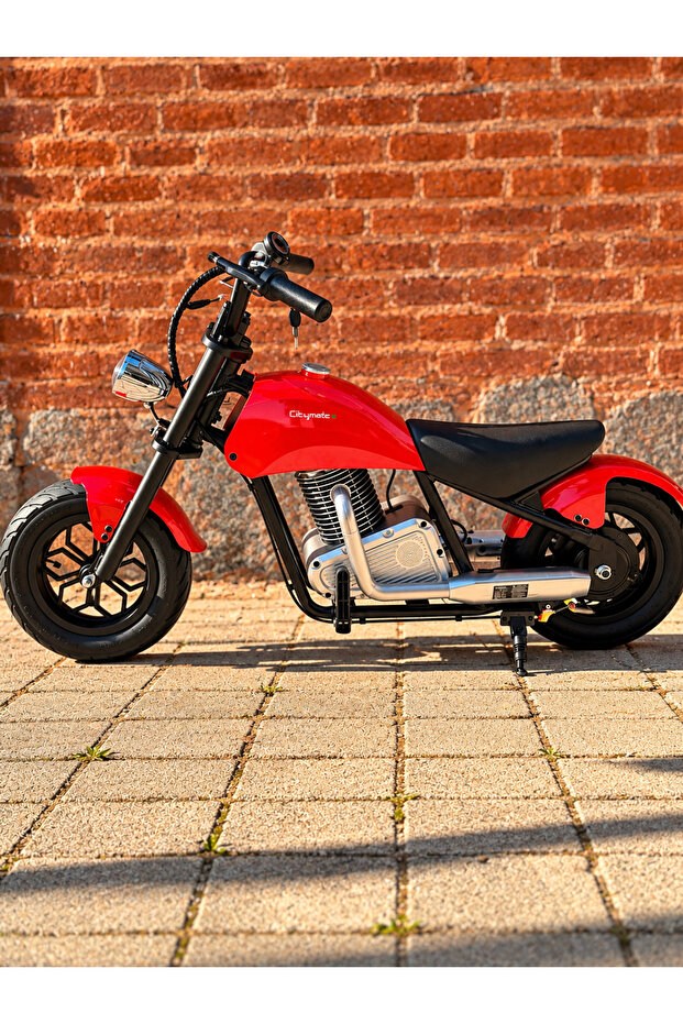 CityMate 36V 180W Chopper Akülü Motor Elden Gazlı Dumanlı Şişme Lastikli Lityum pilli CMT, one size Kırmızı