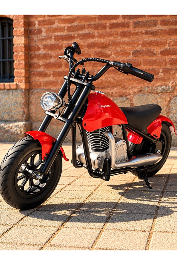 CityMate 36V 180W Chopper Akülü Motor Elden Gazlı Dumanlı Şişme Lastikli Lityum pilli CMT, one size Kırmızı