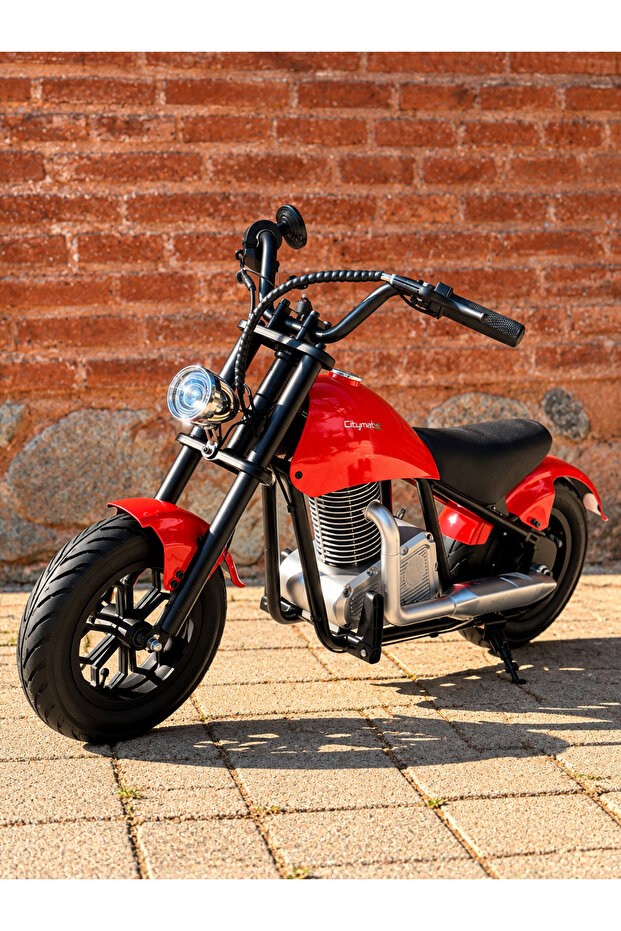 CityMate 36V 180W Chopper Akülü Motor Elden Gazlı Dumanlı Şişme Lastikli Lityum pilli CMT, one size Kırmızı