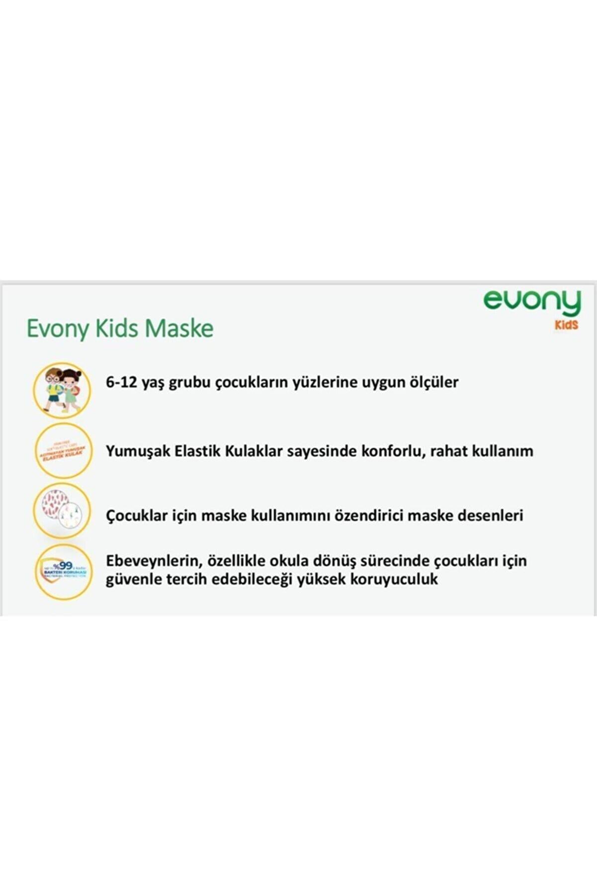 Evony Kids 3 Katlı Yumuşak Kulaklı Maske 50 Adet