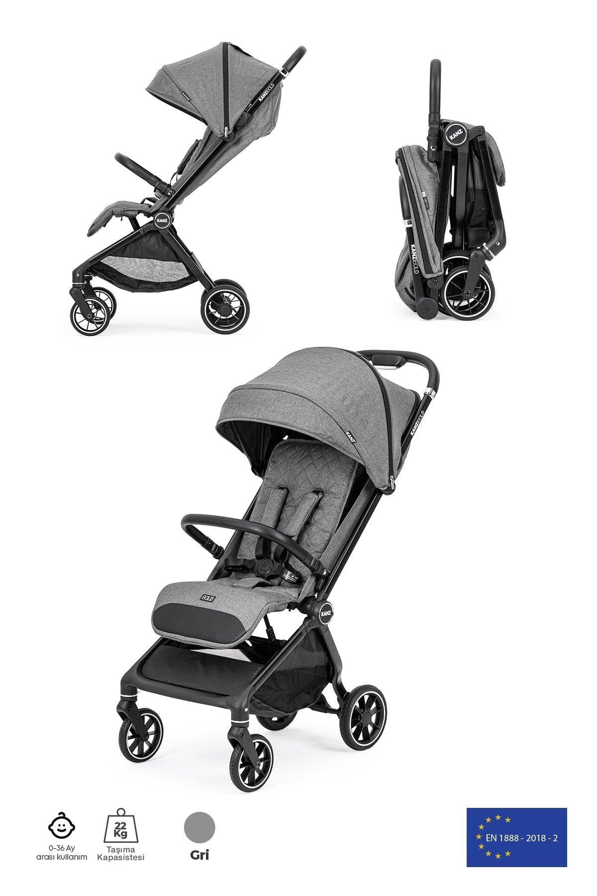 Kanz Bold Autofold Kabin Boy Bebek Arabası Steel Grey