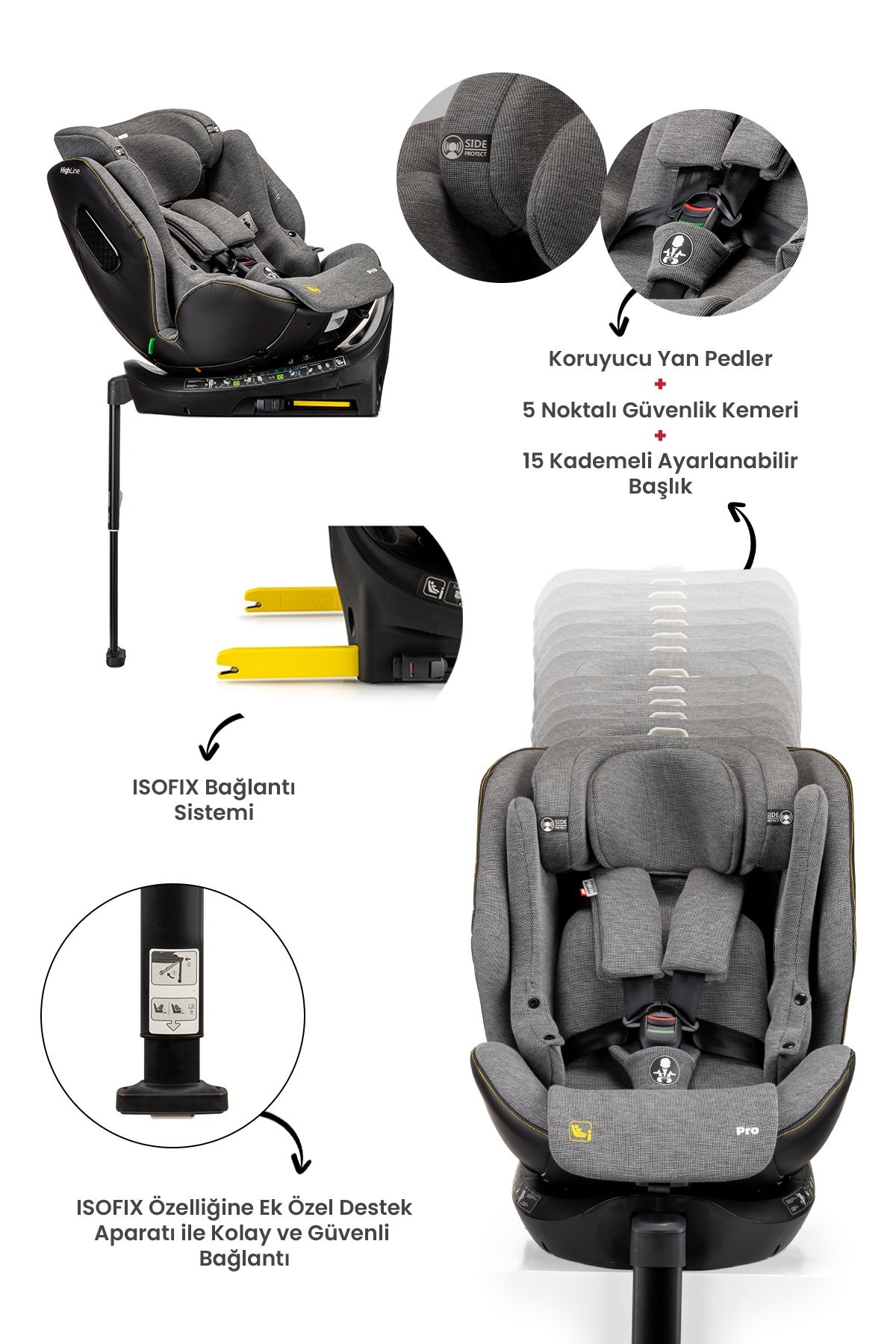 Kanz Highline Pro i-Size Oto Koltuğu Gri