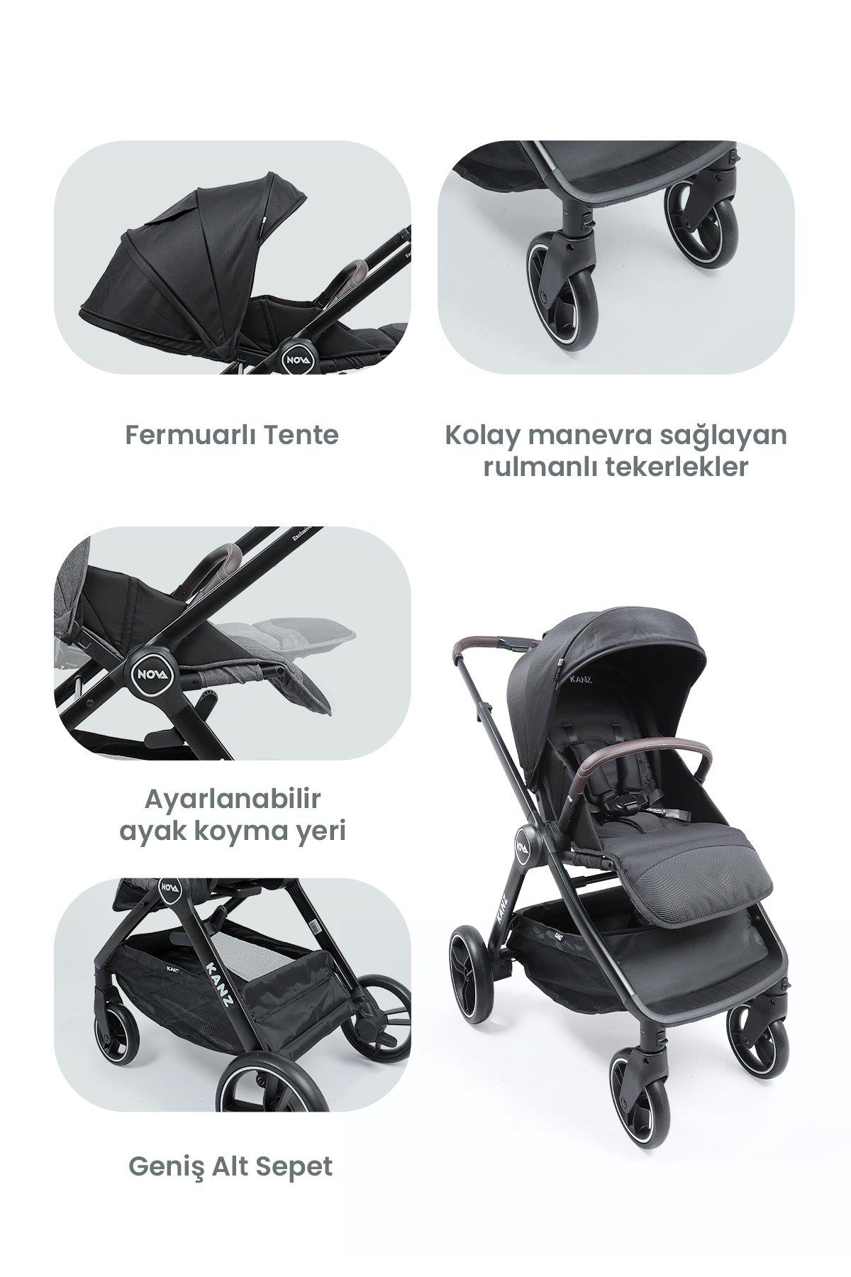 Kanz Nova Travel Sistem Bebek Arabası Siyah